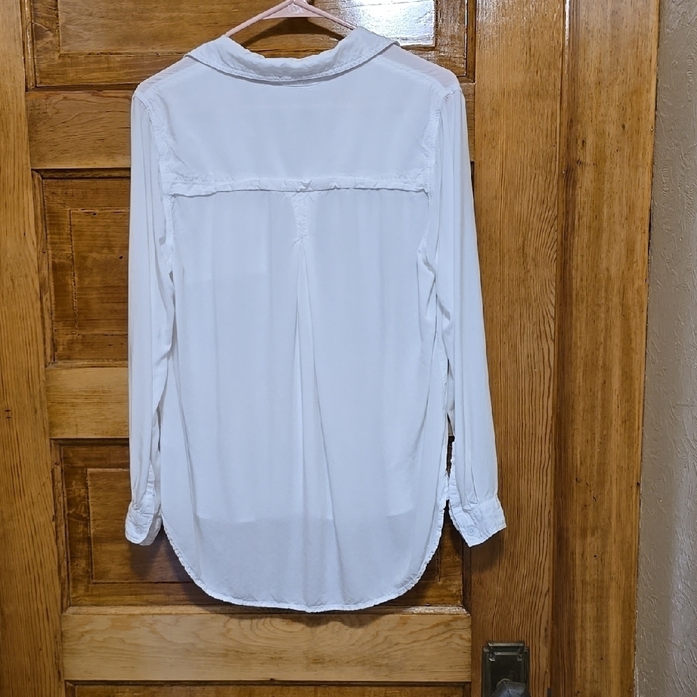 Beach lunch lounge White Long Sleeve Button Down Shirt L - Picture 3 of 3